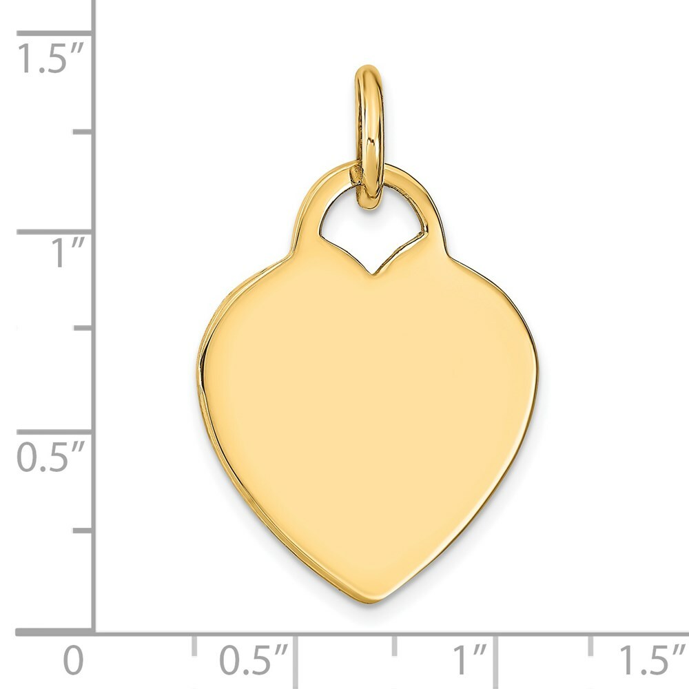 14K Yellow Gold Heart Disc Charm 23mm Diameter