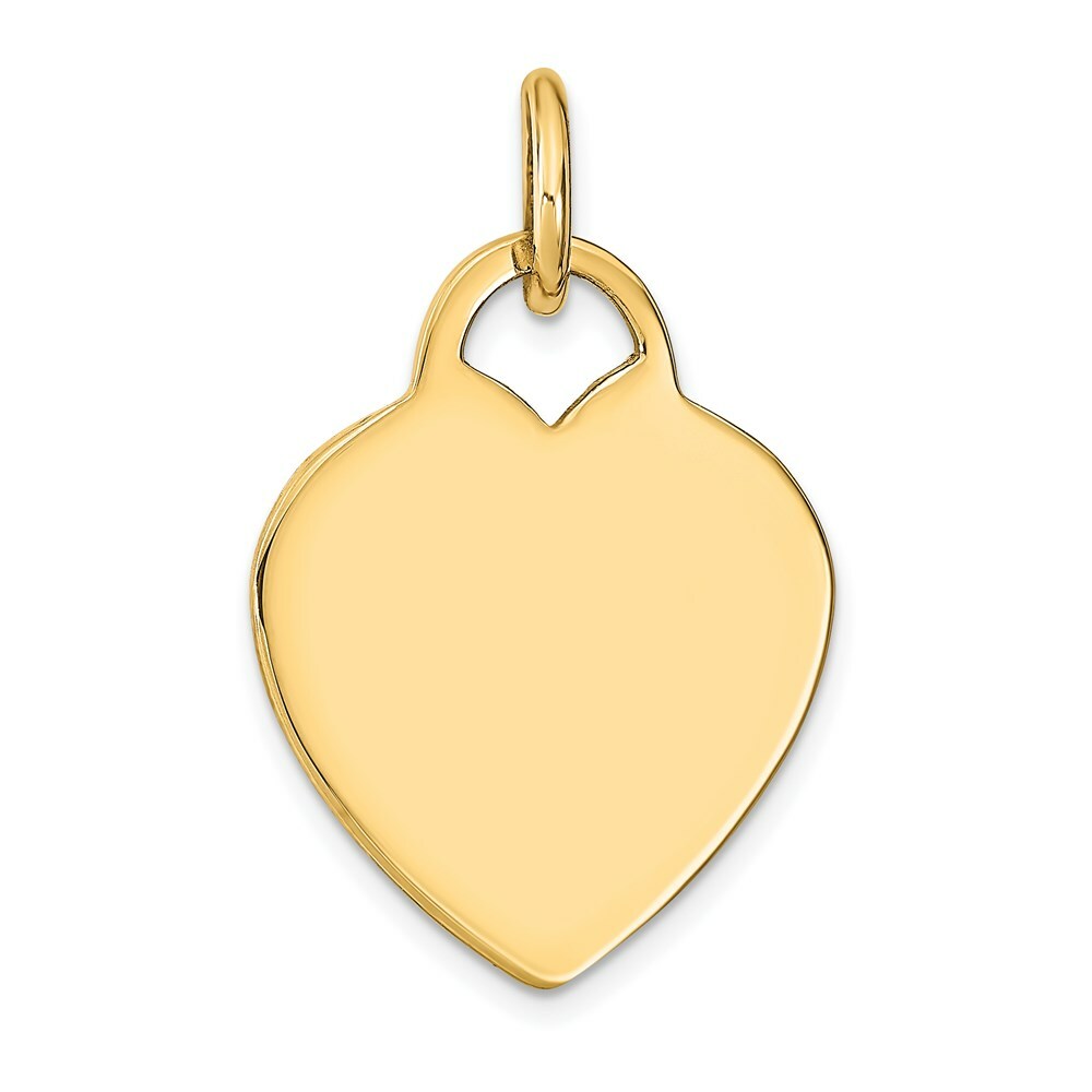 14K Yellow Gold Heart Disc Charm 23mm Diameter