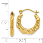 Load image into Gallery viewer, 14K Yellow Gold Polished Patterned Hoop Earrings  11mm length
