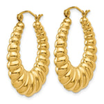 Load image into Gallery viewer, 14K Yellow Gold Polished Scalloped Hoop Earrings  13mm length
