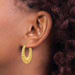 Load image into Gallery viewer, 14K Yellow Gold Polished Scalloped Hoop Earrings  13mm length
