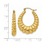 Load image into Gallery viewer, 14K Yellow Gold Polished Scalloped Hoop Earrings  13mm length
