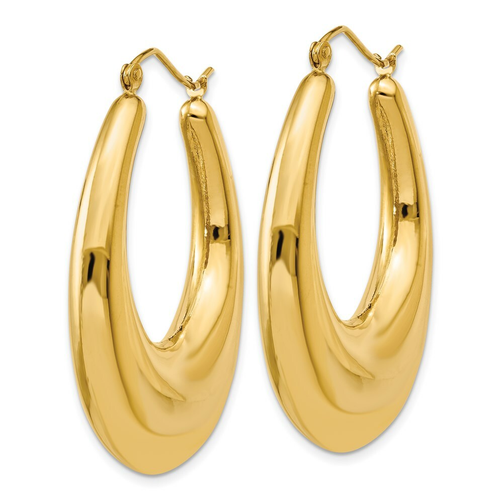 14K Yellow Gold Polished Hoop Earrings 22mm length