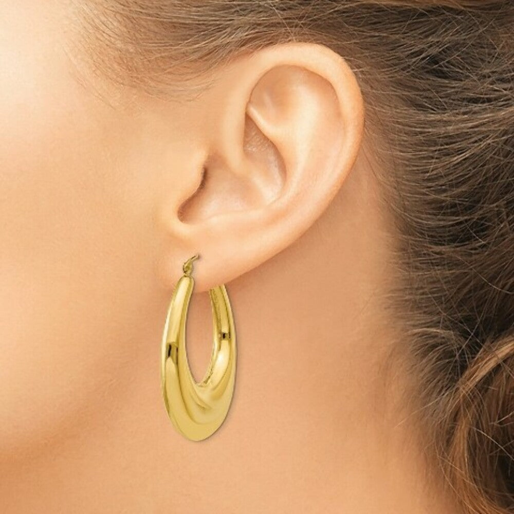 14K Yellow Gold Polished Hoop Earrings 22mm length