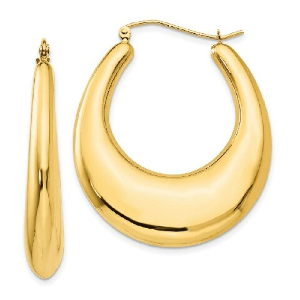 14K Yellow Gold Polished Hoop Earrings 22mm length