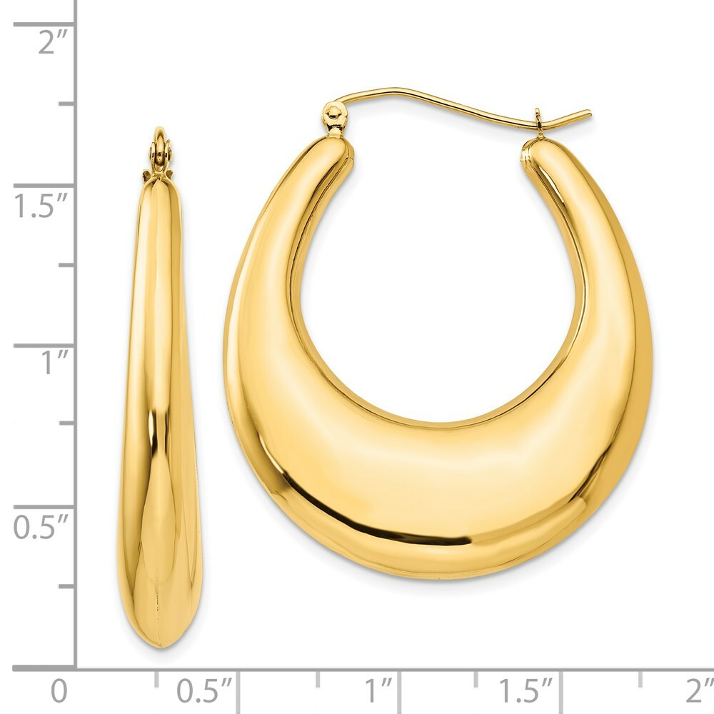 14K Yellow Gold Polished Hoop Earrings 22mm length