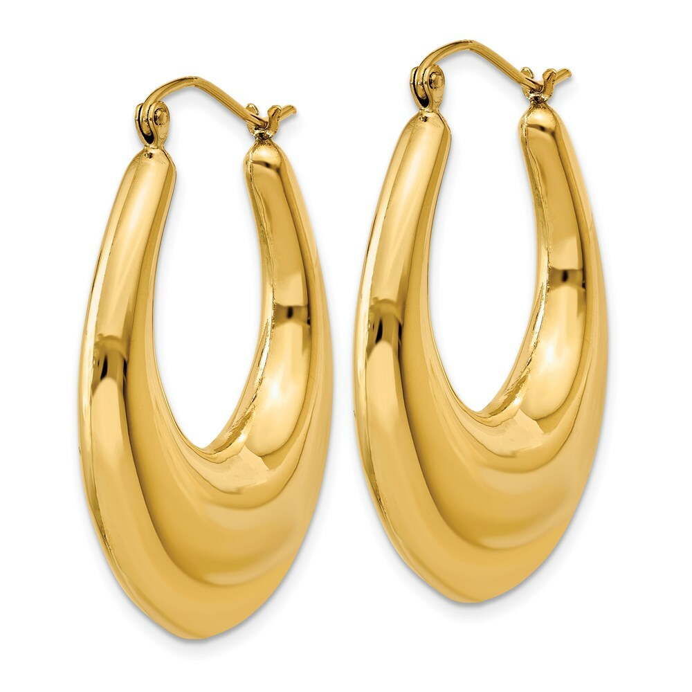 14K Yellow Gold Polished Hoop Earrings 16mm length