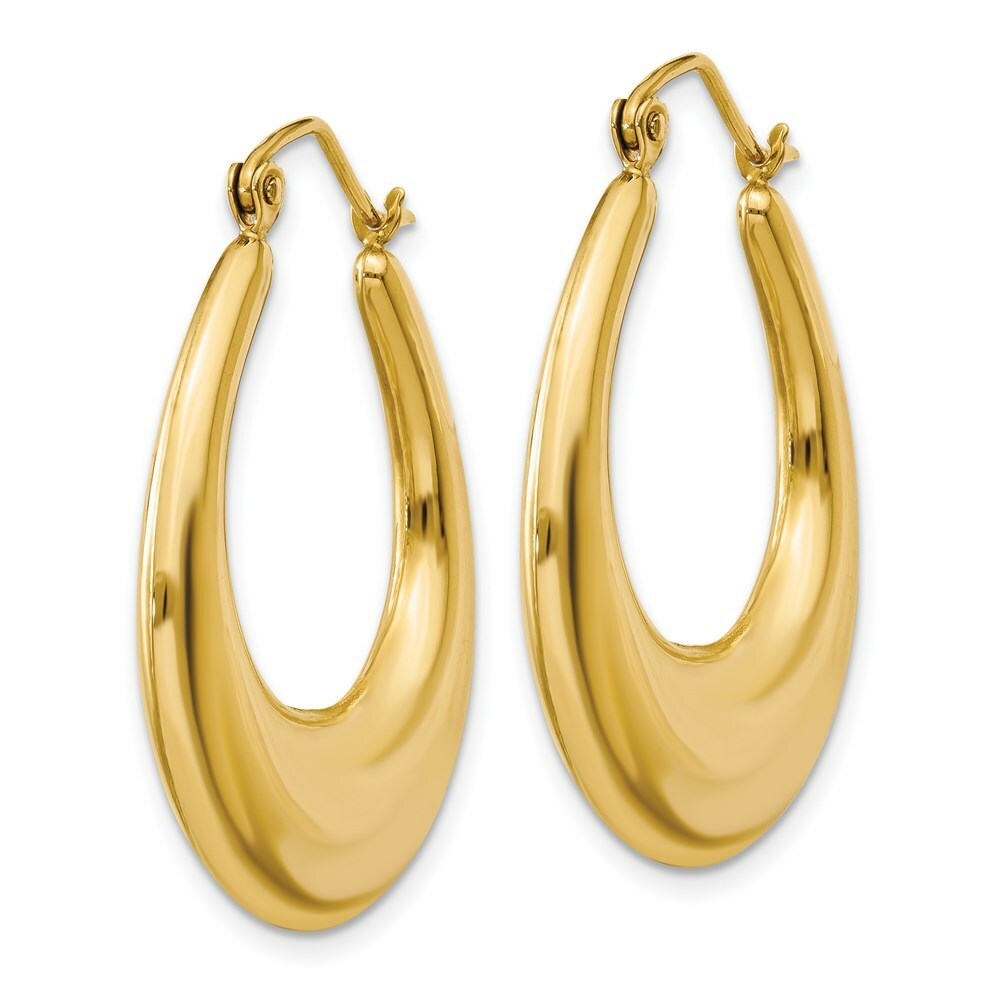 14K Yellow Gold Polished Hoop Earrings 15mm length
