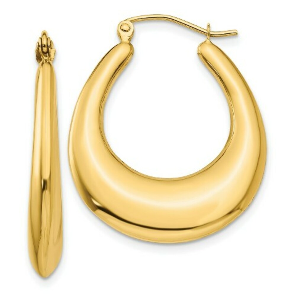 14K Yellow Gold Polished Hoop Earrings 15mm length