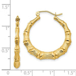 Load image into Gallery viewer, 14K Yellow Gold Polished Bamboo Hoop Earrings  20mm length
