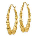 Load image into Gallery viewer, 14K Yellow Gold Polished Bamboo Hoop Earrings  27mm length
