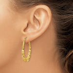Load image into Gallery viewer, 14K Yellow Gold Polished Bamboo Hoop Earrings  27mm length
