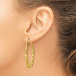 Load image into Gallery viewer, 14K Yellow Gold Polished Bamboo Hoop Earrings  33mm length
