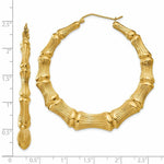 Load image into Gallery viewer, 14K Yellow Gold Polished Bamboo Hoop Earrings  43mm length
