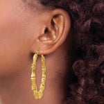 Load image into Gallery viewer, 14K Yellow Gold Polished Bamboo Hoop Earrings  43mm length
