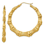 Load image into Gallery viewer, 14K Yellow Gold Polished Bamboo Hoop Earrings  43mm length
