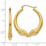Load image into Gallery viewer, 14K Yellow Gold Polished Ram Hoop Earrings  24mm length
