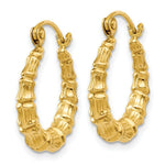 Load image into Gallery viewer, 14K Yellow Gold Polished Bamboo Design Hollow Hoop Earrings  11mm length
