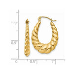 Load image into Gallery viewer, 14K Yellow Gold Polished Twisted Hollow Hoop Earrings  25mm length
