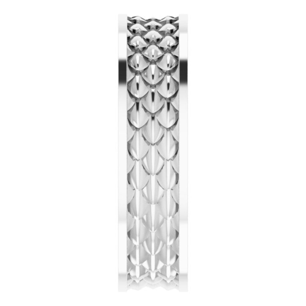 Standard Fit Platinum Mens Womens Wedding Band Polished Platinum 6mm Scale Patterned Ring 6mm Wide