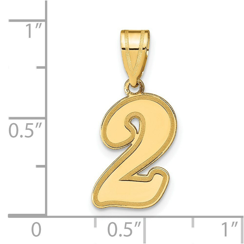 14K Yellow Gold Polished Script Number 2 Pendant