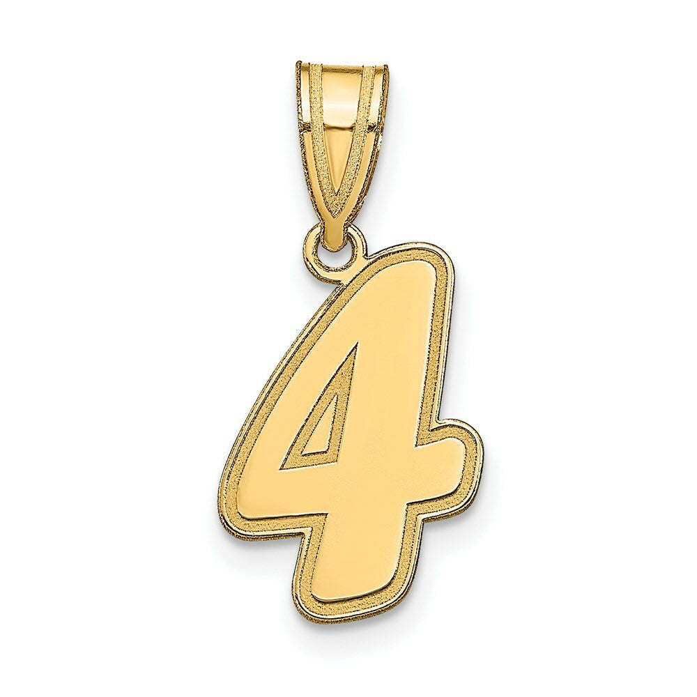 14K Yellow Gold Polished Script Number 4 Pendant