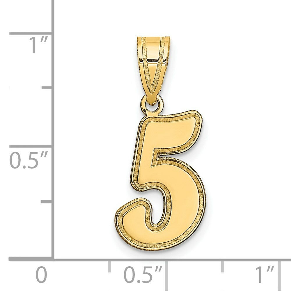 14K Yellow Gold Polished Script Number 5 Pendant