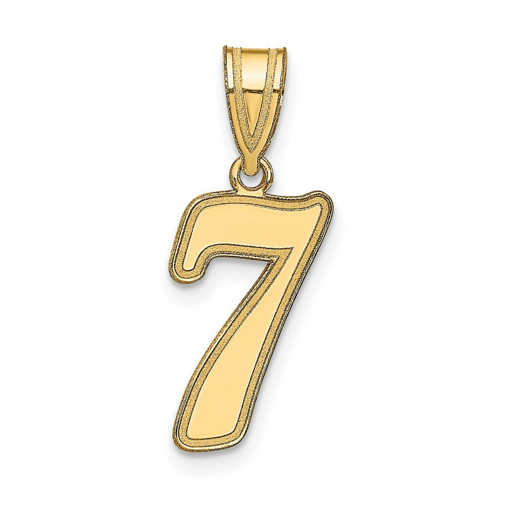 14K Yellow Gold Polished Script Number 7 Pendant