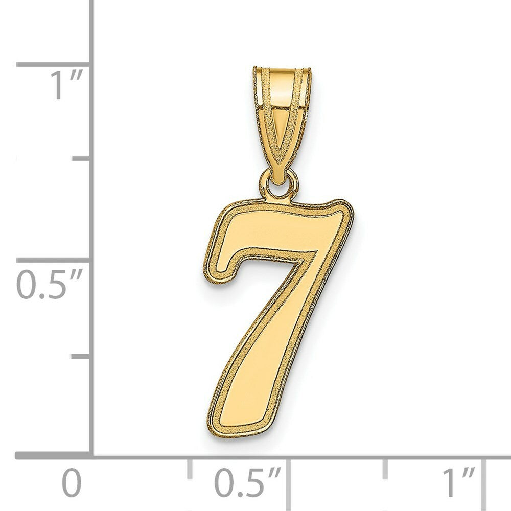 14K Yellow Gold Polished Script Number 7 Pendant