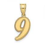 Load image into Gallery viewer, 14K Yellow Gold Polished Script Number 9 Pendant
