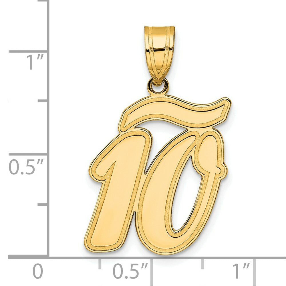 14K Yellow Gold Polished Script Number 10 Pendant