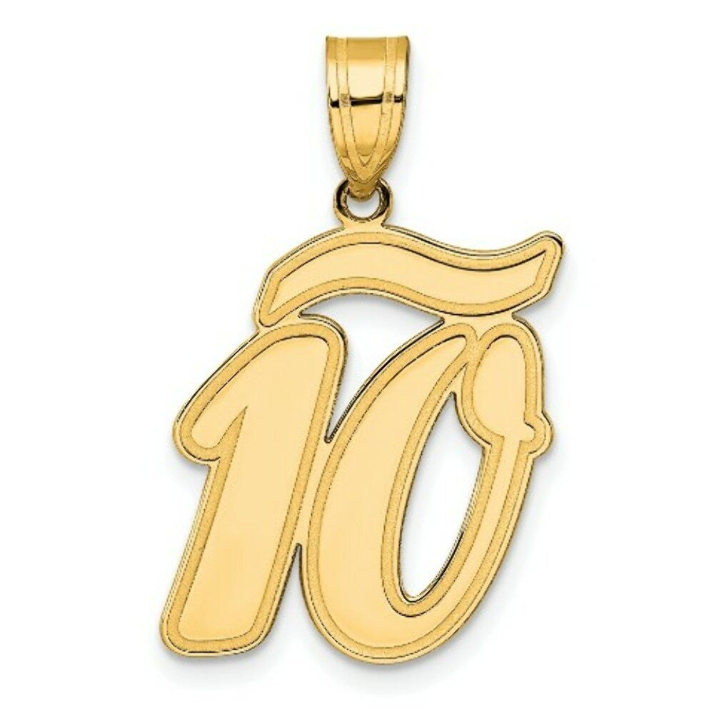 14K Yellow Gold Polished Script Number 10 Pendant