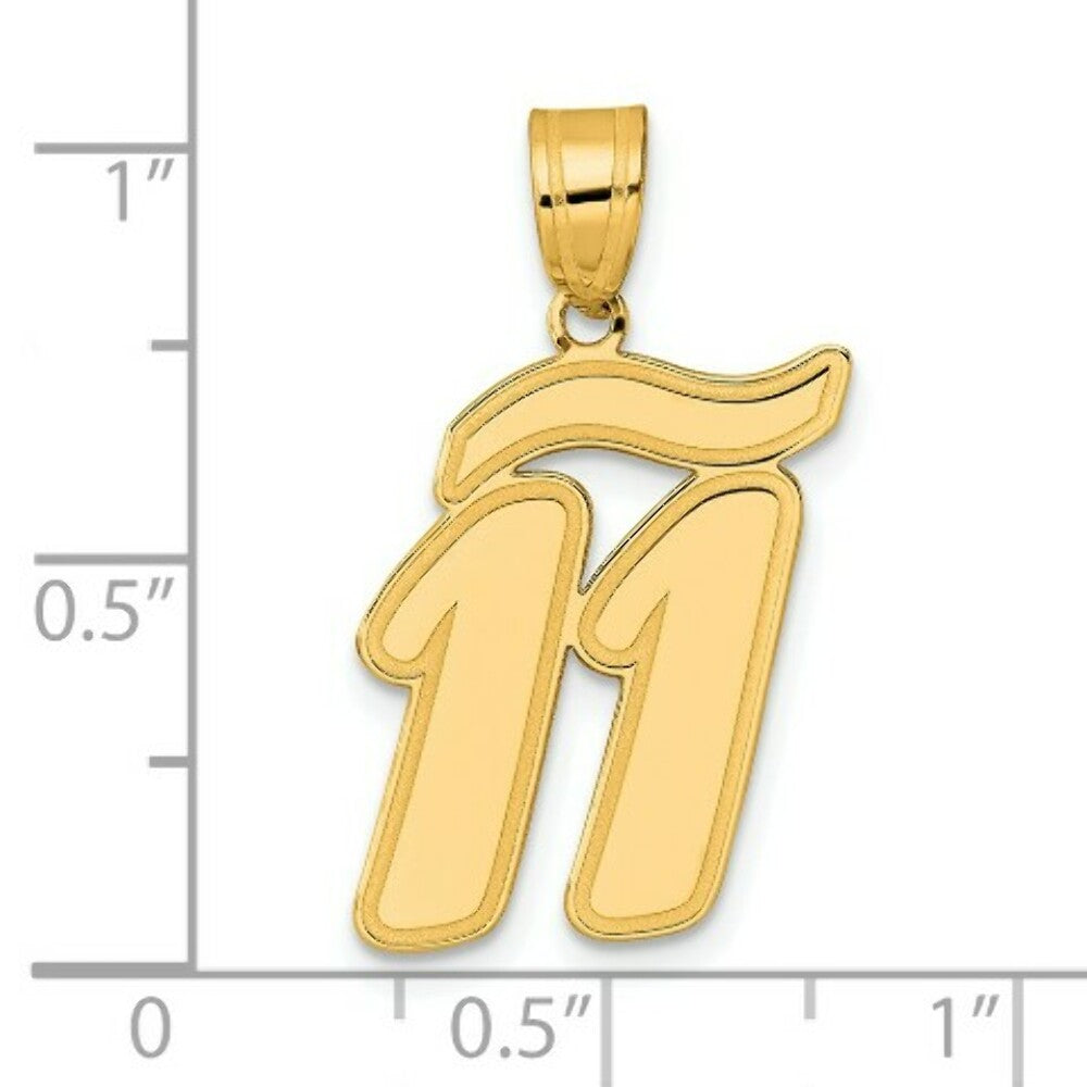 14K Yellow Gold Polished Script Number 11 Pendant