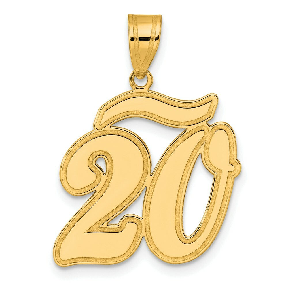 14K Yellow Gold Polished Script Number 20 Pendant
