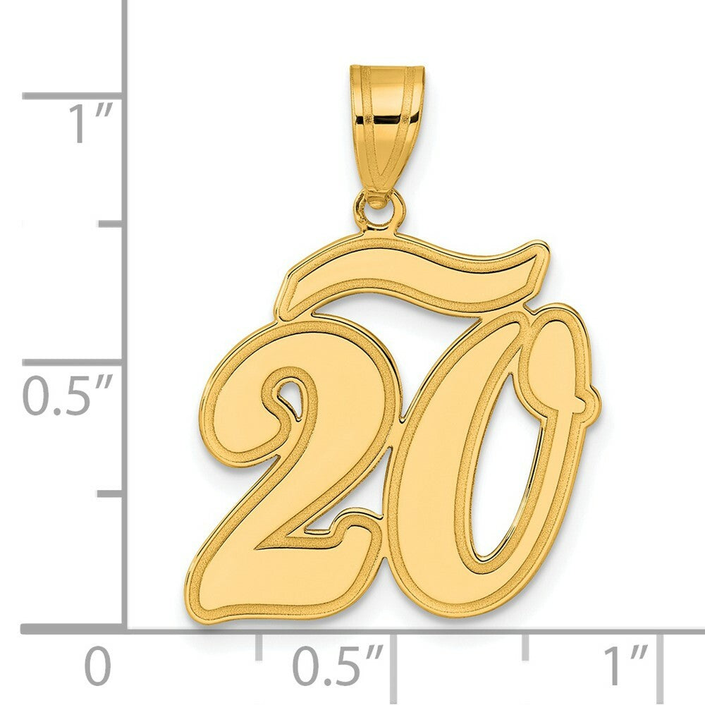 14K Yellow Gold Polished Script Number 20 Pendant