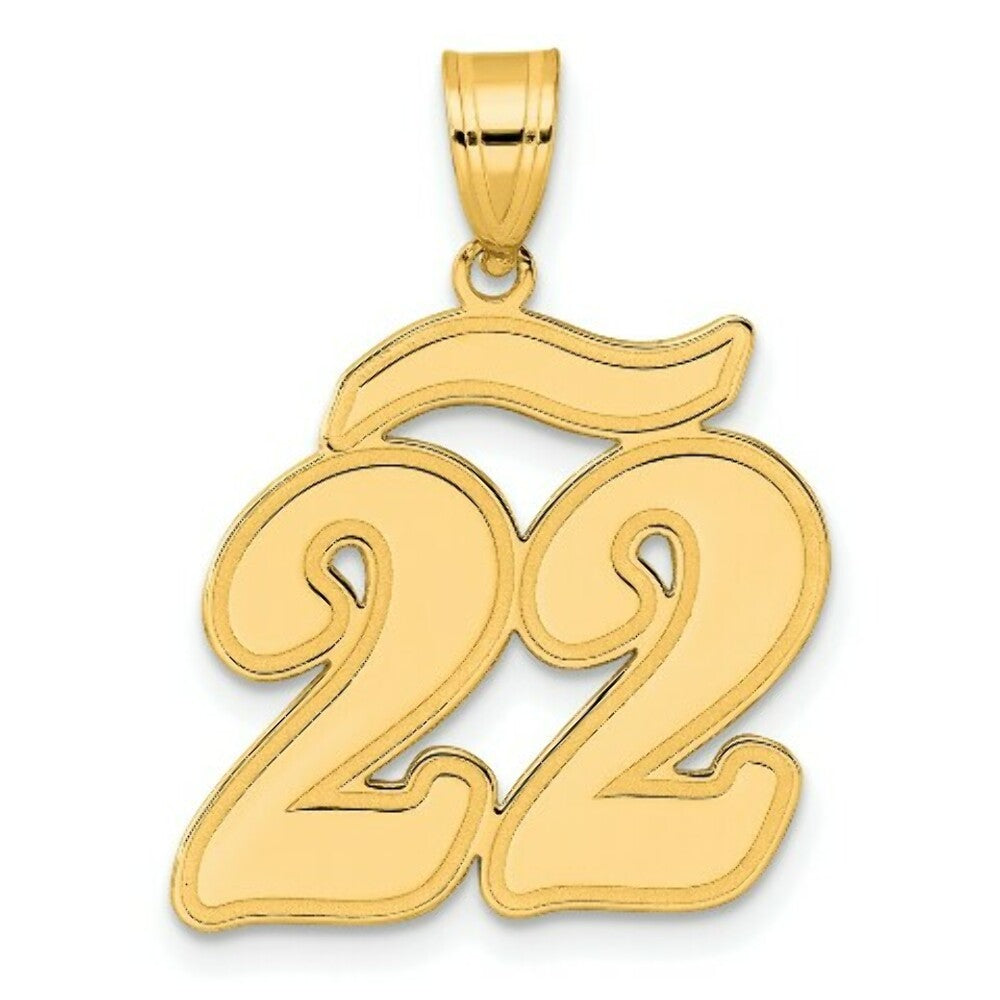 14K Yellow Gold Polished Script Number 22 Pendant