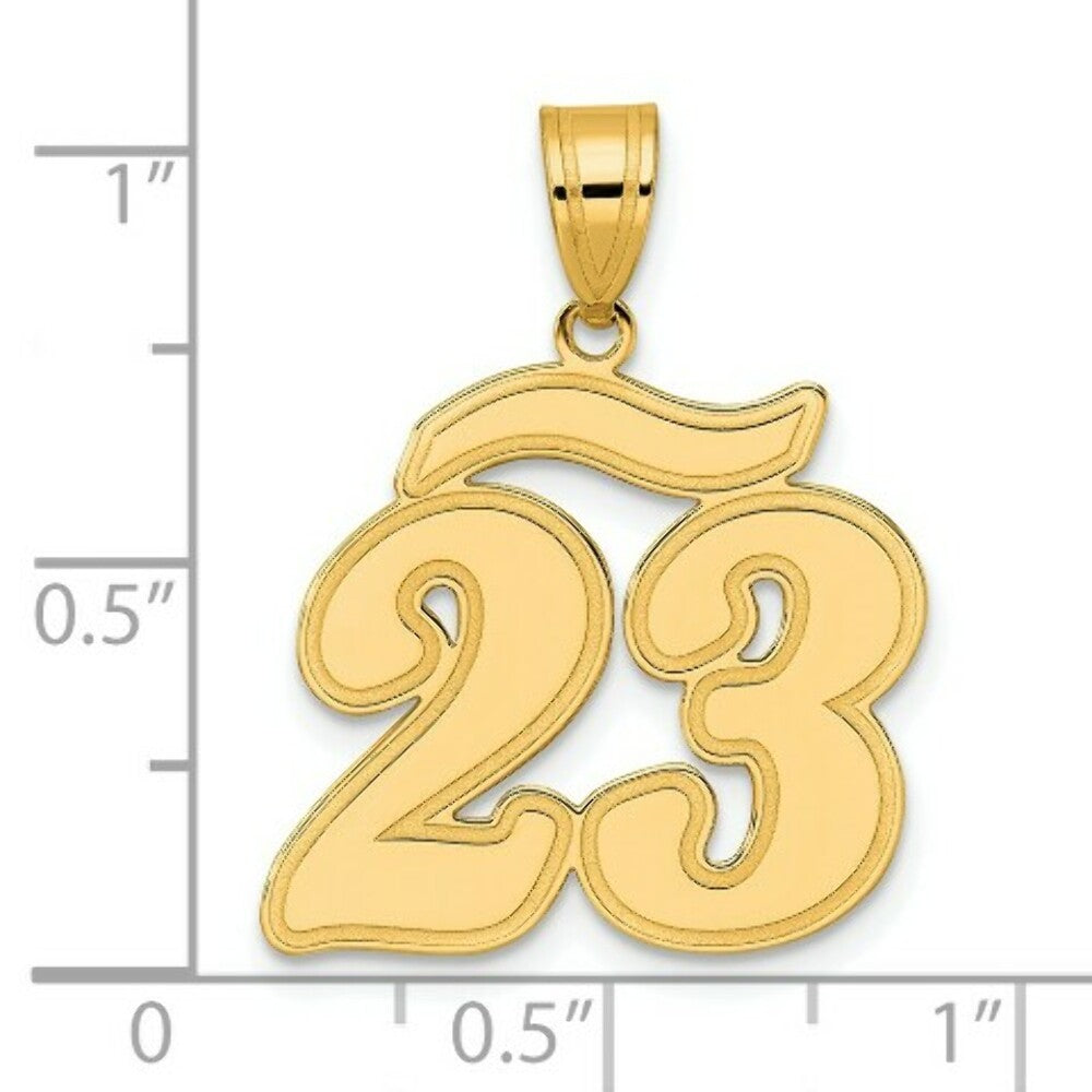 14K Yellow Gold Polished Script Number 23 Pendant