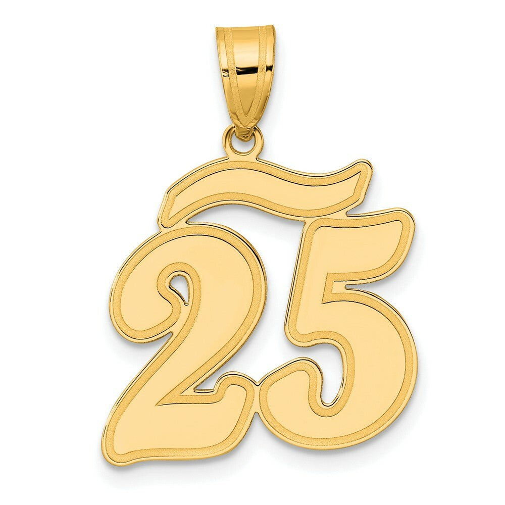 14K Yellow Gold Polished Script Number 25 Pendant