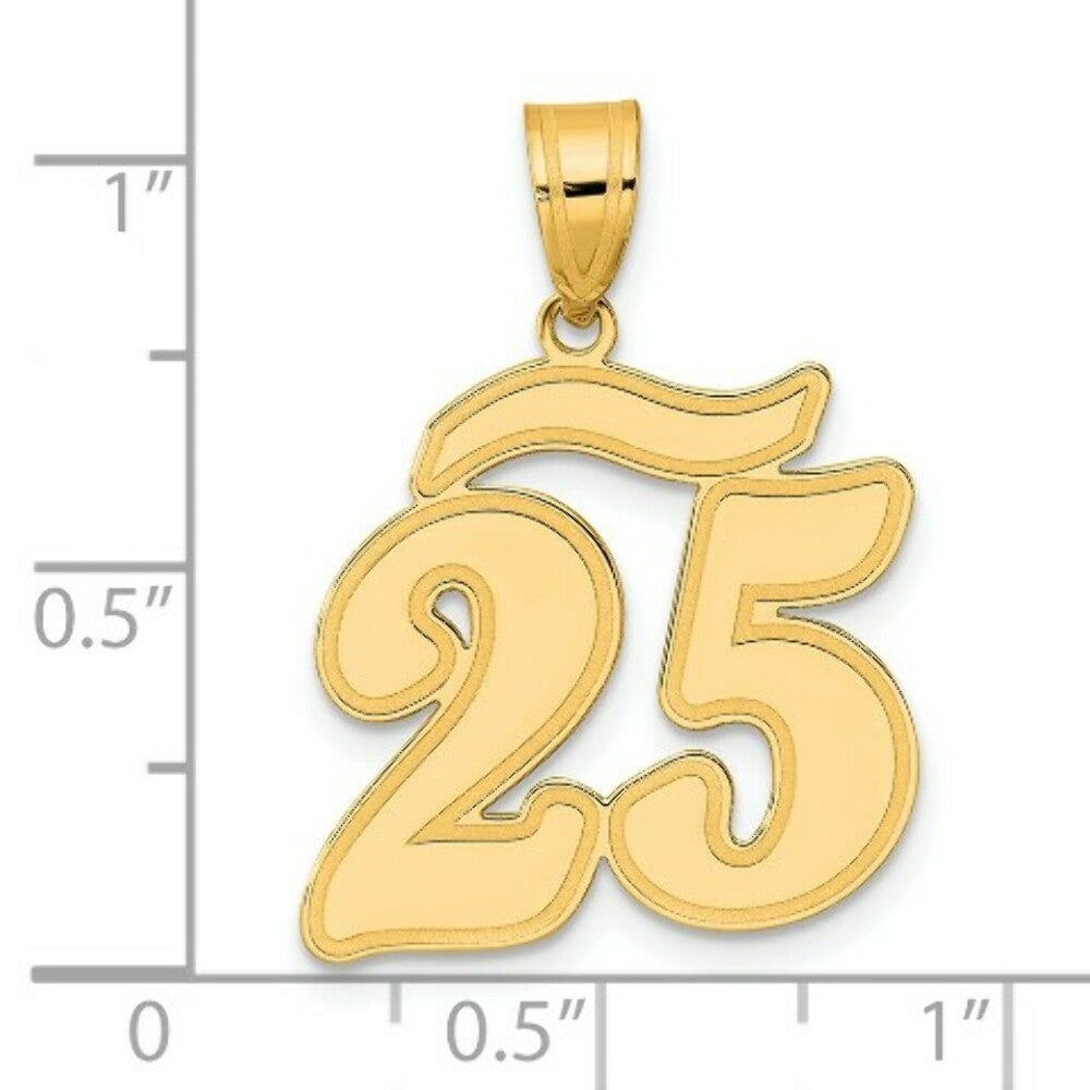 14K Yellow Gold Polished Script Number 25 Pendant