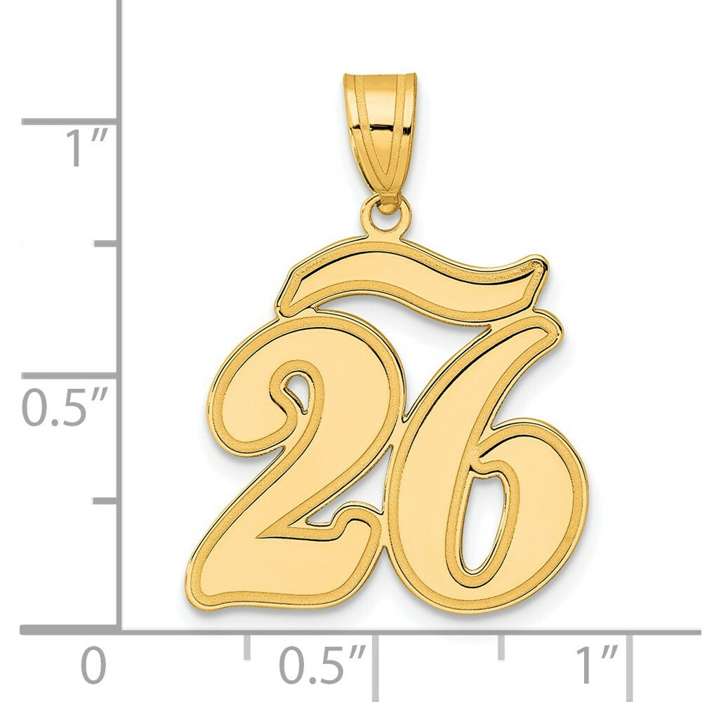 14K Yellow Gold Polished Script Number 26 Pendant