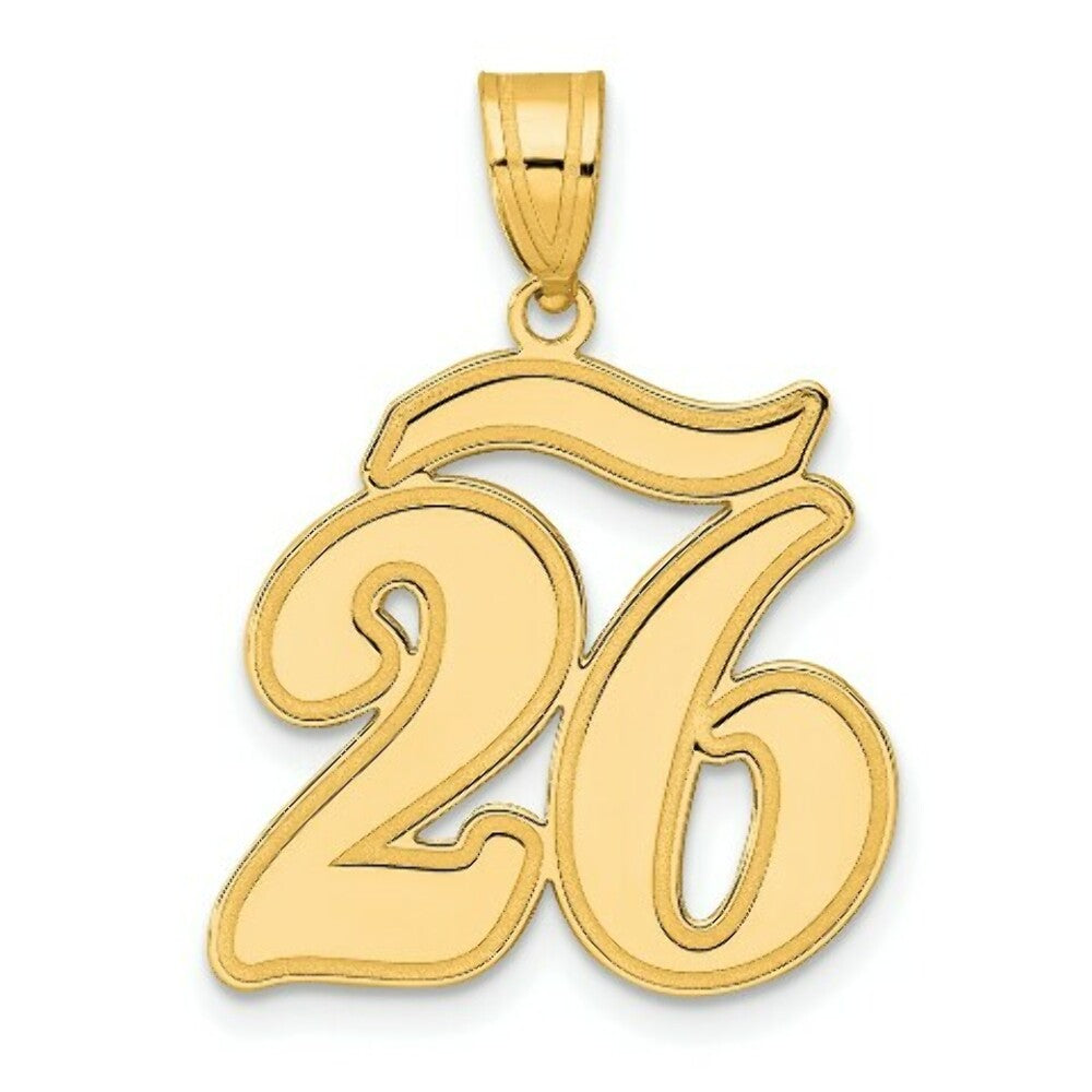 14K Yellow Gold Polished Script Number 26 Pendant