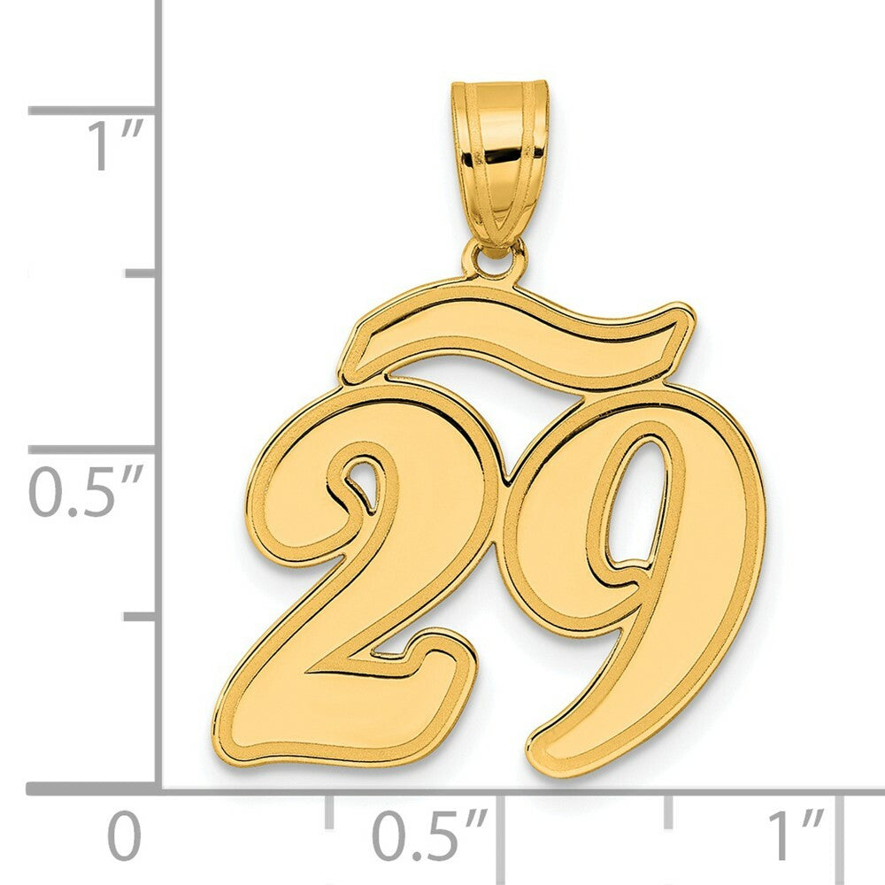 14K Yellow Gold Polished Script Number 29 Pendant