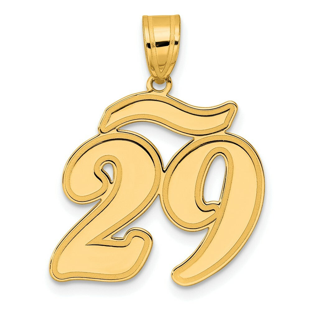 14K Yellow Gold Polished Script Number 29 Pendant