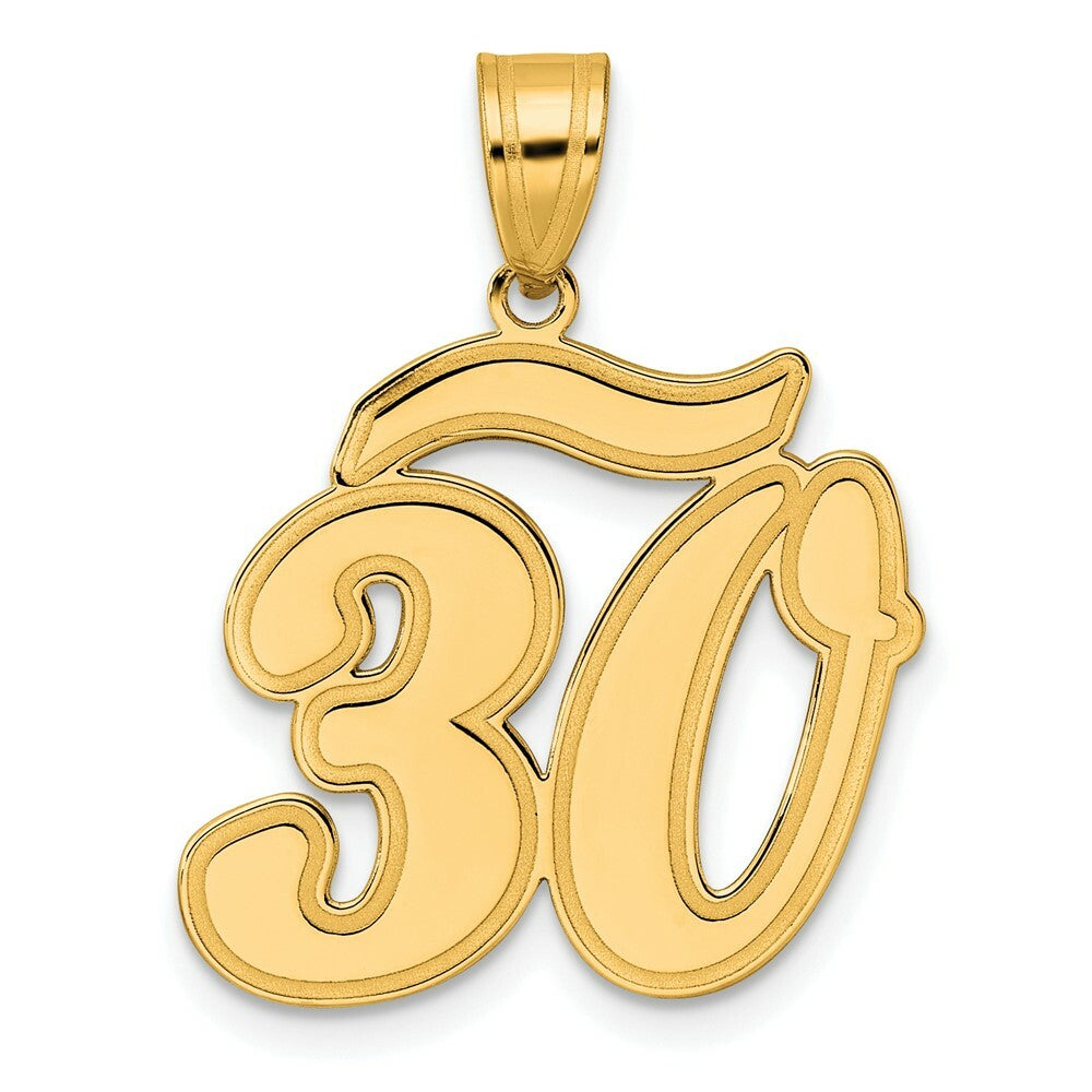 14K Yellow Gold Polished Script Number 30 Pendant