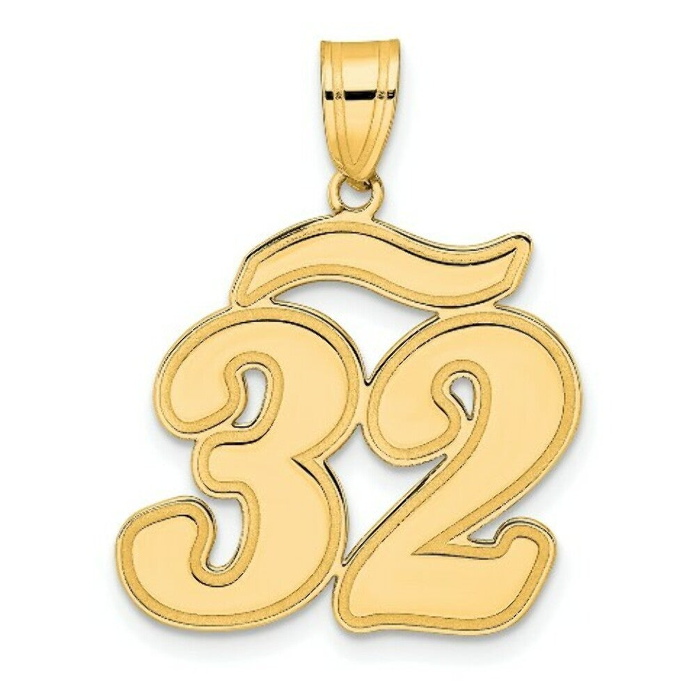 14K Yellow Gold Polished Script Number 32 Pendant