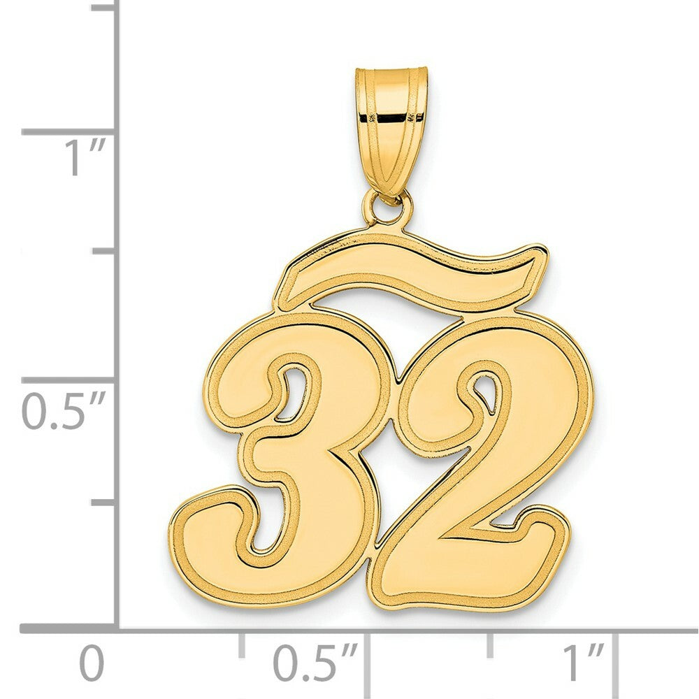 14K Yellow Gold Polished Script Number 32 Pendant