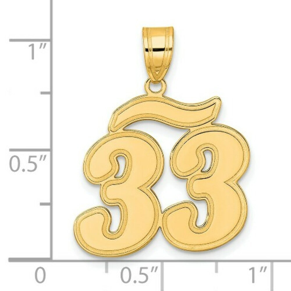 14K Yellow Gold Polished Script Number 33 Pendant