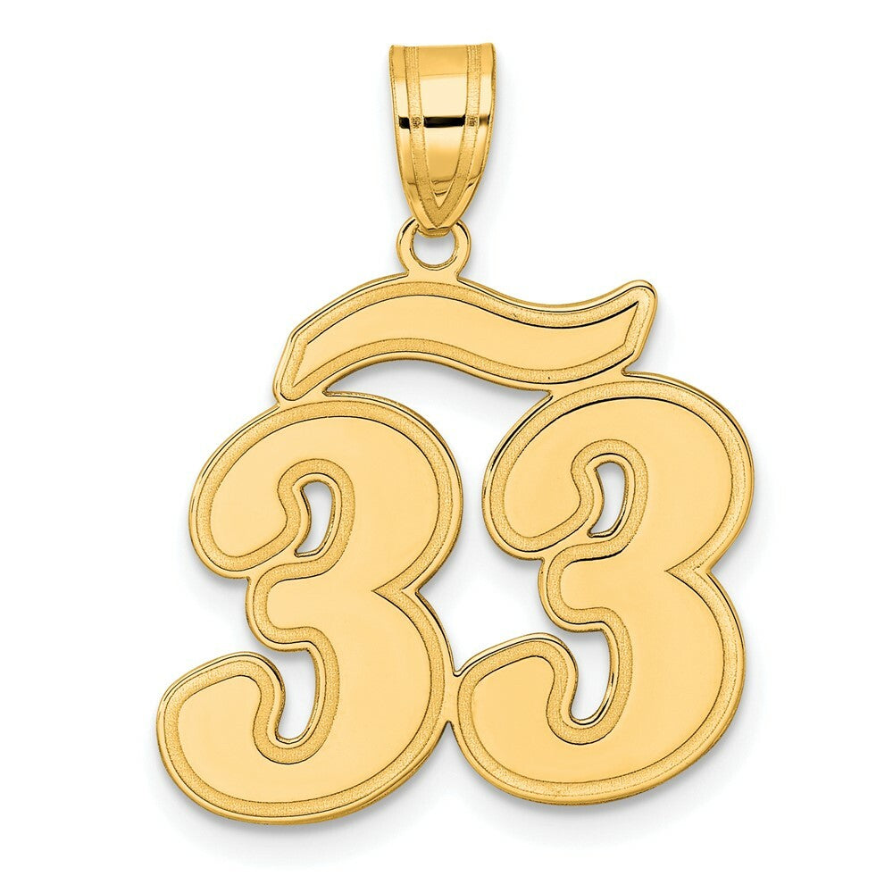 14K Yellow Gold Polished Script Number 33 Pendant