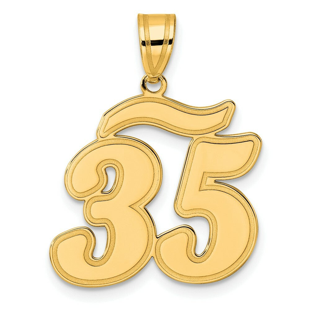 14K Yellow Gold Polished Script Number 35 Pendant