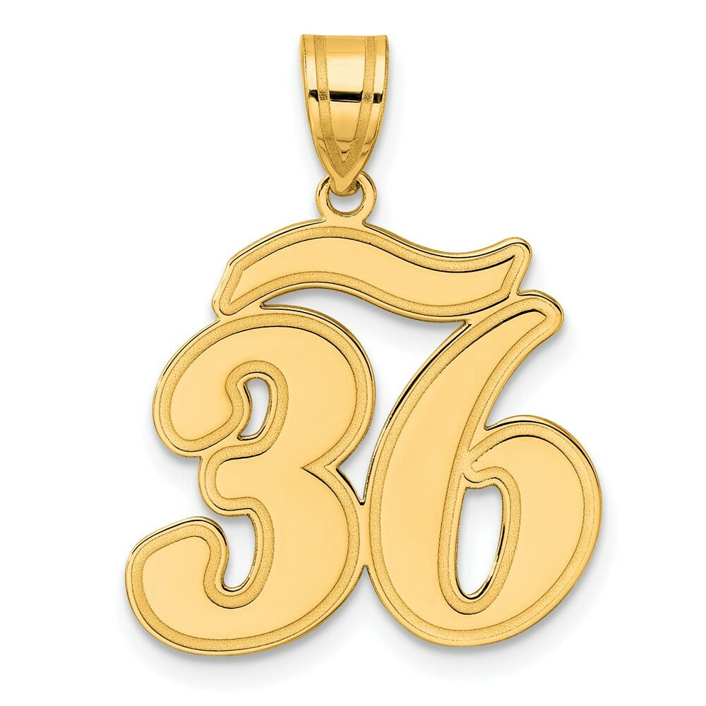 14K Yellow Gold Polished Script Number 36 Pendant
